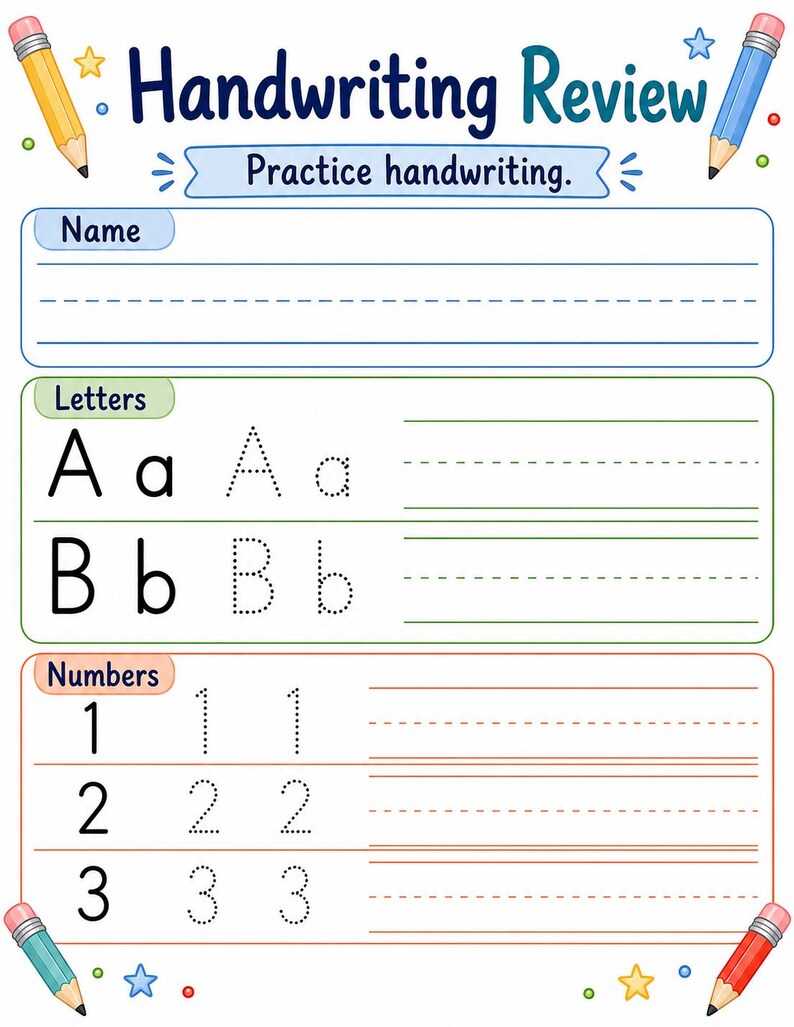 Linhas auxiliares para caligrafia | Folhas de exercícios de caligrafia | PDF para imprimir | Download digital imagem 7