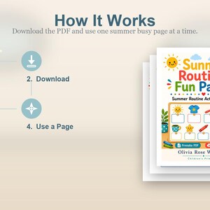 Páginas divertidas para una rutina soleada / Actividades de verano para niños / PDF imprimible / Descarga digital imagen 8