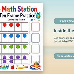 Kindergarten Math Station | Kindergarten Math Worksheets | Printable PDF | Digital Download image 10