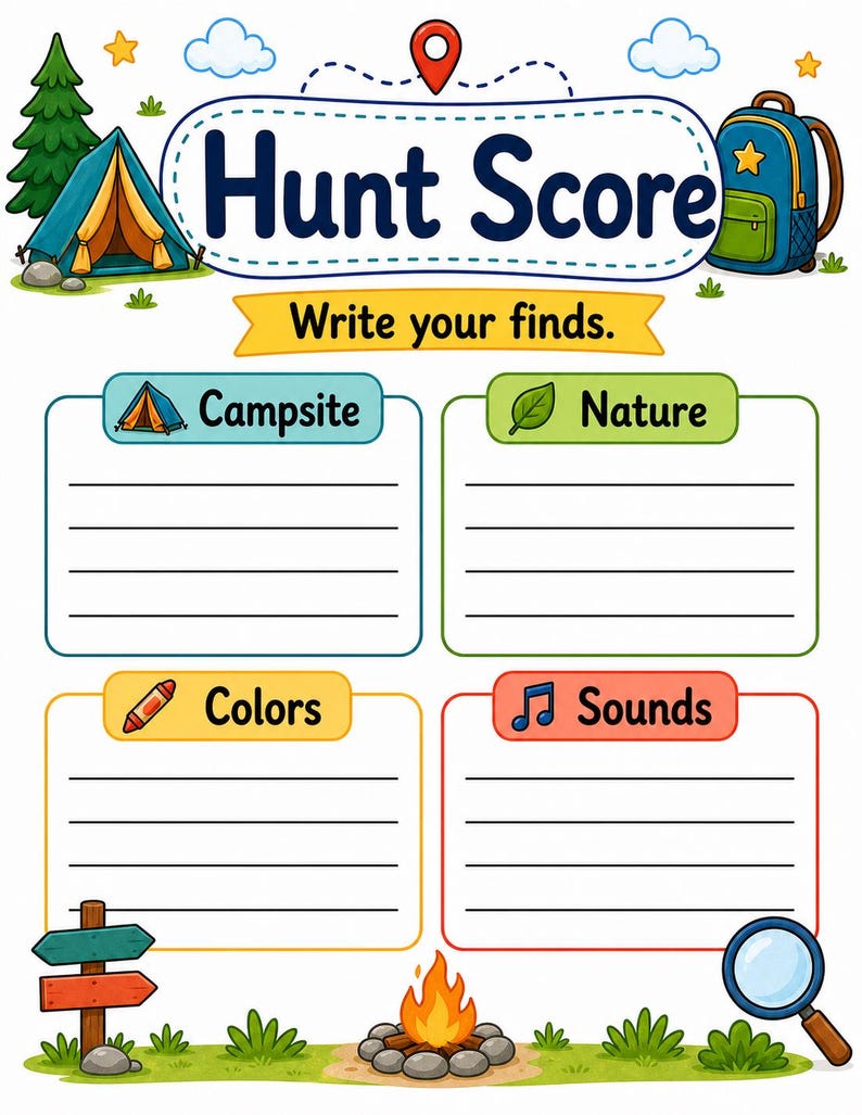 Campfire Hunt Pages | Camping Scavenger Hunt | Printable PDF | Digital Download image 7