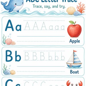 Das kleine Wal-ABC | Vorschul Arbeitsblätter | Druckbare PDF | Digitaler Download Bild 3