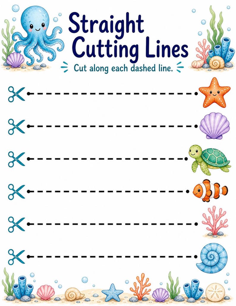 Octopus Scissor Skills | Scissor Skills Worksheets | Printable PDF | Digital Download image 3