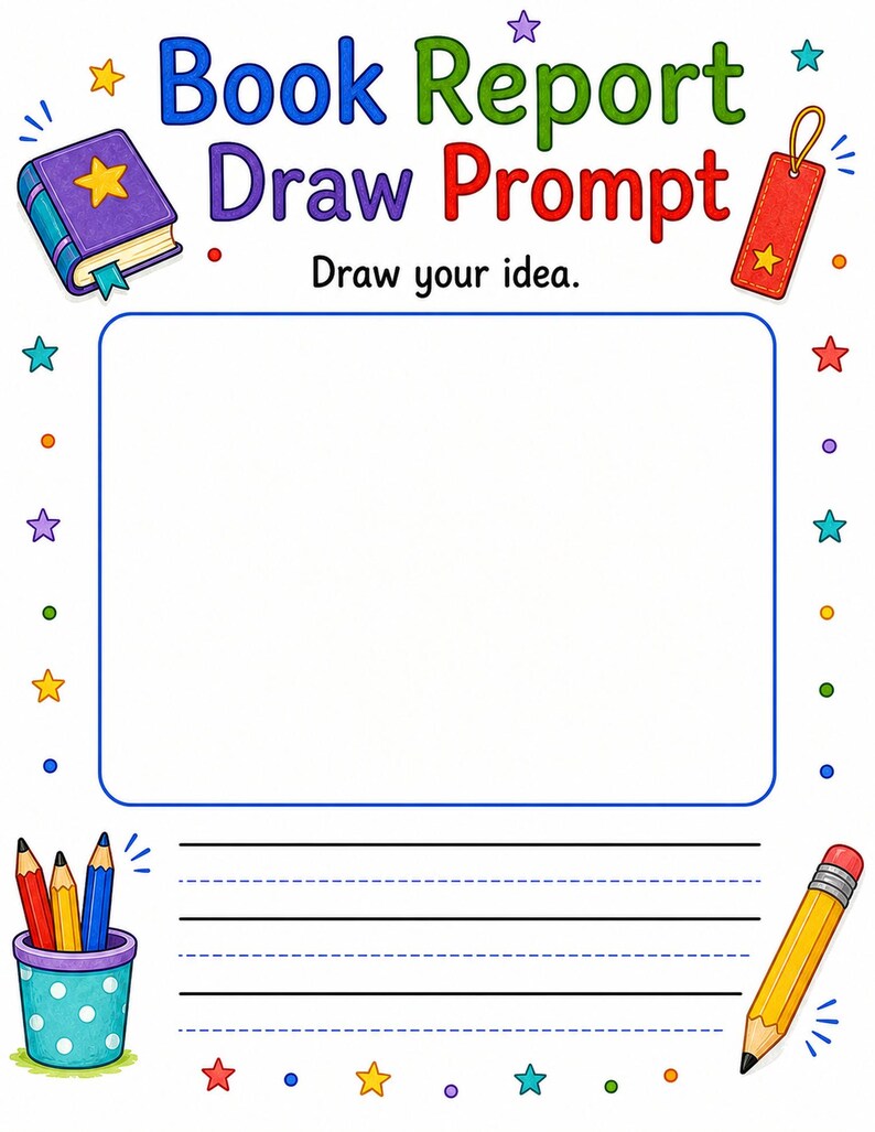 Creative Book Report Pages | Book Report Template | Printable PDF | Digital Download image 3