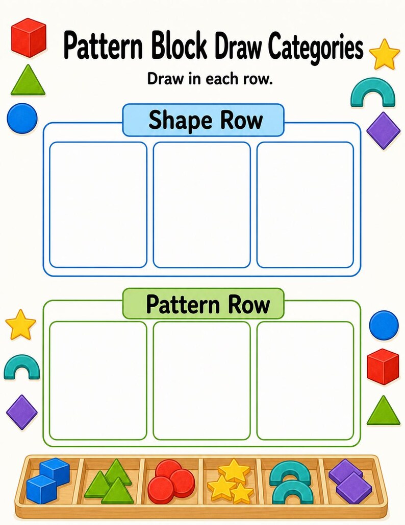 Muster-Block Abspielseiten | Pattern Arbeitsblätter für die Vorschule | Druckbare PDF | Digitaler Download Bild 5