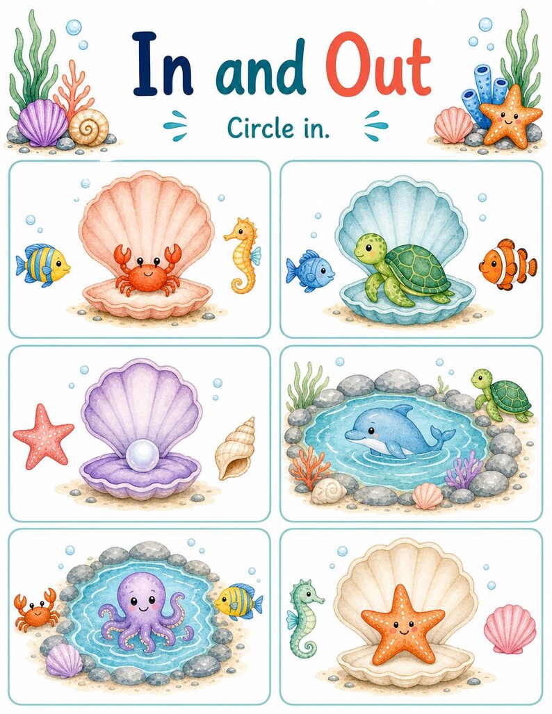 Seahorse Position Words | Position Worksheets | Printable PDF | Digital Download image 5