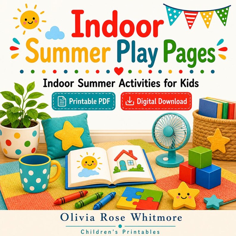 Indoor Sommer Spiel Seiten | Indoor-Sommeraktivitäten für Kinder | Druckbare PDF | Digitaler Download Bild 1