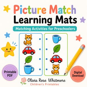Passende Lernmatten | Passende Aktivitäten für Kinder im Vorschulalter | Druckbare PDF | Digitaler Download Bild 1