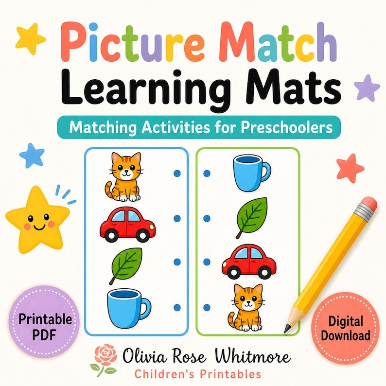 Passende Lernmatten | Passende Aktivitäten für Kinder im Vorschulalter | Druckbare PDF | Digitaler Download Bild 1