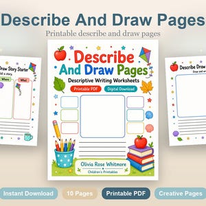 Describe And Draw Pages | Descriptive Writing Worksheets | Printable PDF | Digital Download image 2
