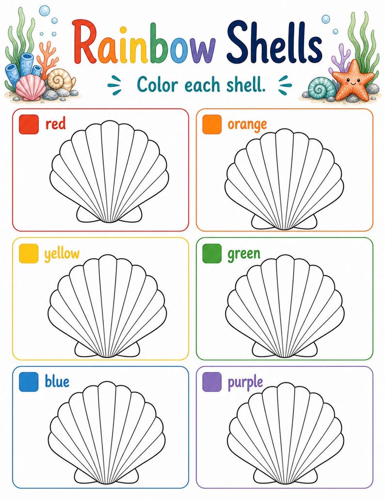 Ocean Color Splash | Color Worksheets | Printable PDF | Digital Download image 7
