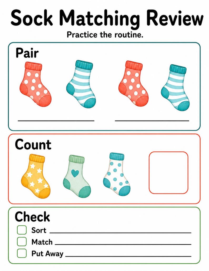 Sonnige Sockenpaare | Socken-Matching-Spiel | Druckbare PDF | Digitaler Download Bild 7
