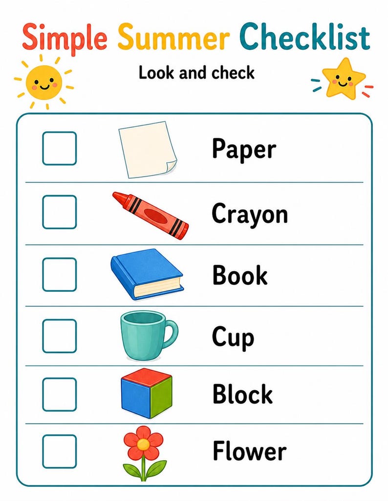 Simple Summer Home Pages | Simple Summer Activities for Kids | Printable PDF | Digital Download image 4