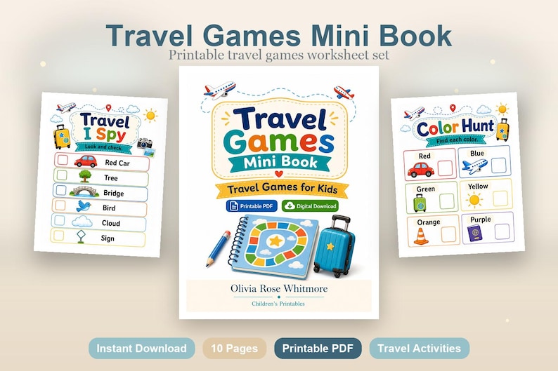 Travel Games Mini Book | Travel Games for Kids | Printable PDF | Digital Download image 2
