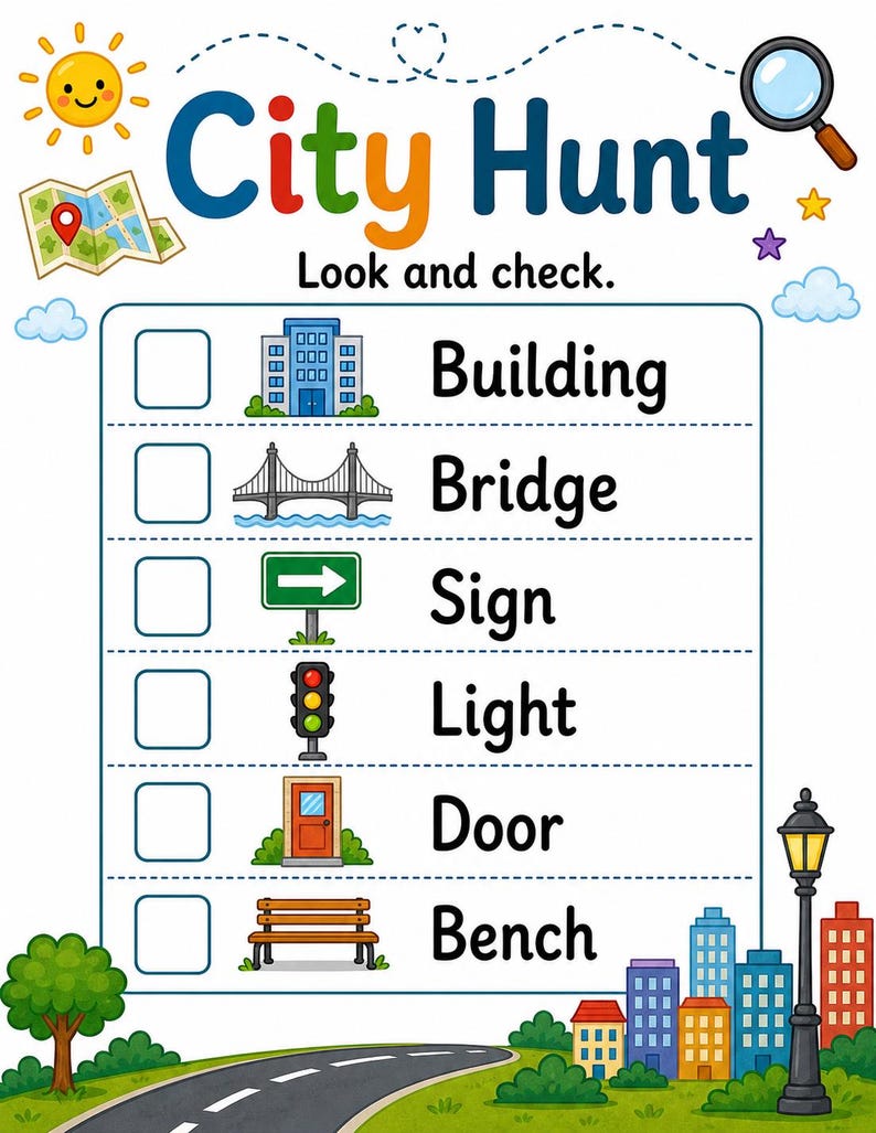 Scavenger Hunt Road-pagina's | Roadtrip-speurtocht | Afdrukbare pdf | Digitale download afbeelding 5