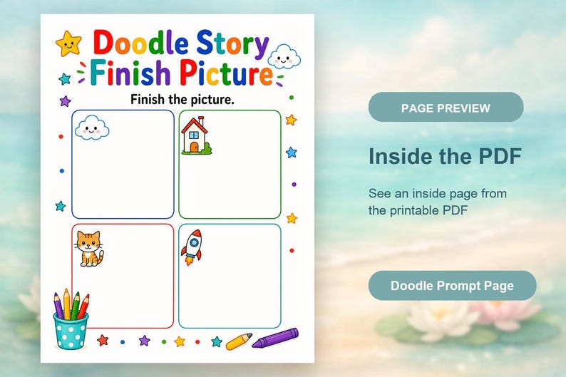 Doodle Story Starters | Drawing Prompts for Kids | Printable PDF | Digital Download image 10
