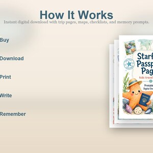Starfish Passport Pages | kids travel journal | Printable PDF | Digital Download image 4