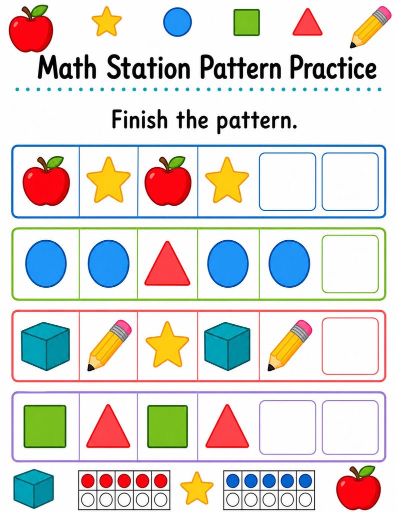 Kindergarten Math Station | Kindergarten Math Worksheets | Printable PDF | Digital Download image 6