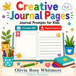 Creative Journal Pages | Journal Prompts for Kids | Printable PDF | Digital Download image 1