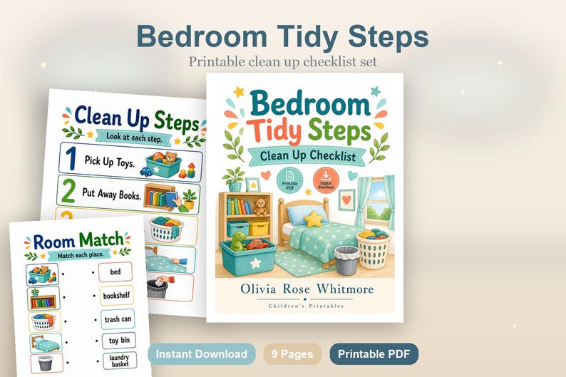 Bedroom Tidy Steps | Clean Up Checklist | Printable PDF | Digital Download image 2