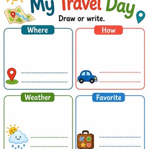 Pagine di attività a tema valigia / Attività di viaggio per bambini / PDF stampabile / Download digitale immagine 3