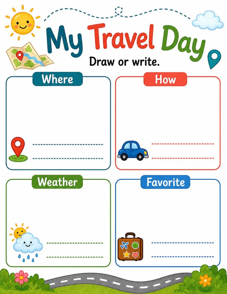 Pagine di attività a tema valigia / Attività di viaggio per bambini / PDF stampabile / Download digitale immagine 3