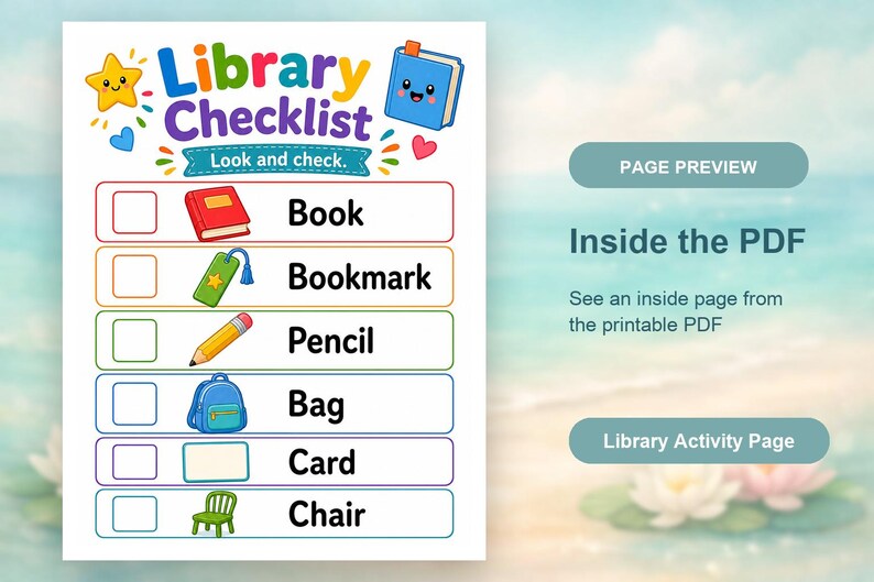 Library Day Activity Pages | Library Activities for Kids | Printable PDF | Digital Download image 10