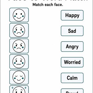 Little Emotion Match-Up | Gra w dopasowywanie emocji | Wersja PDF do druku | Pobieranie cyfrowe zdjęcie 4