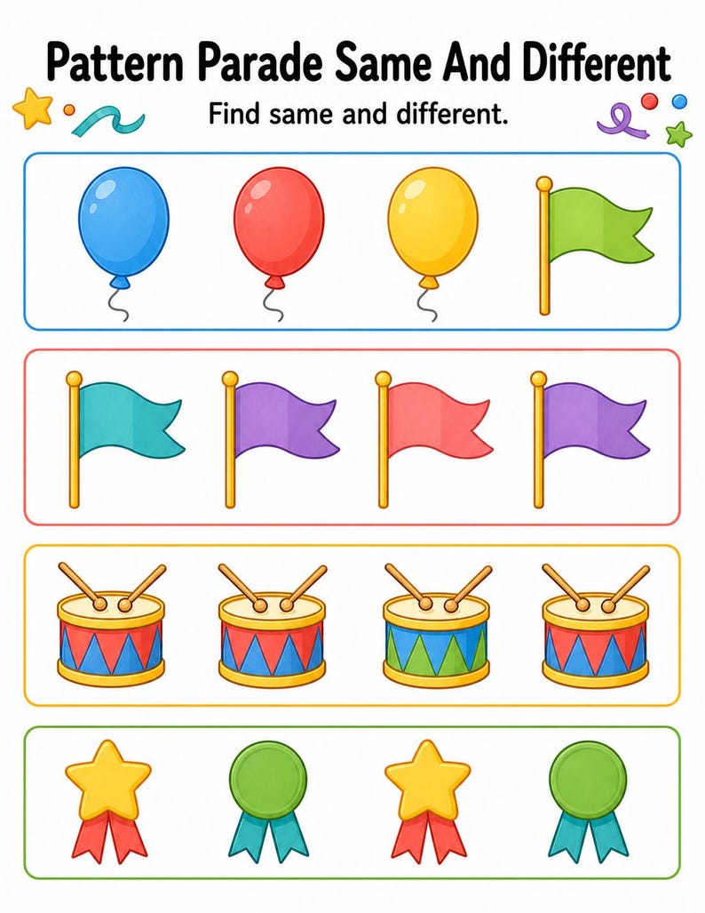 パターンパレードページ | パターンワークシート | 印刷可能なPDF | デジタルダウンロード 画像 5