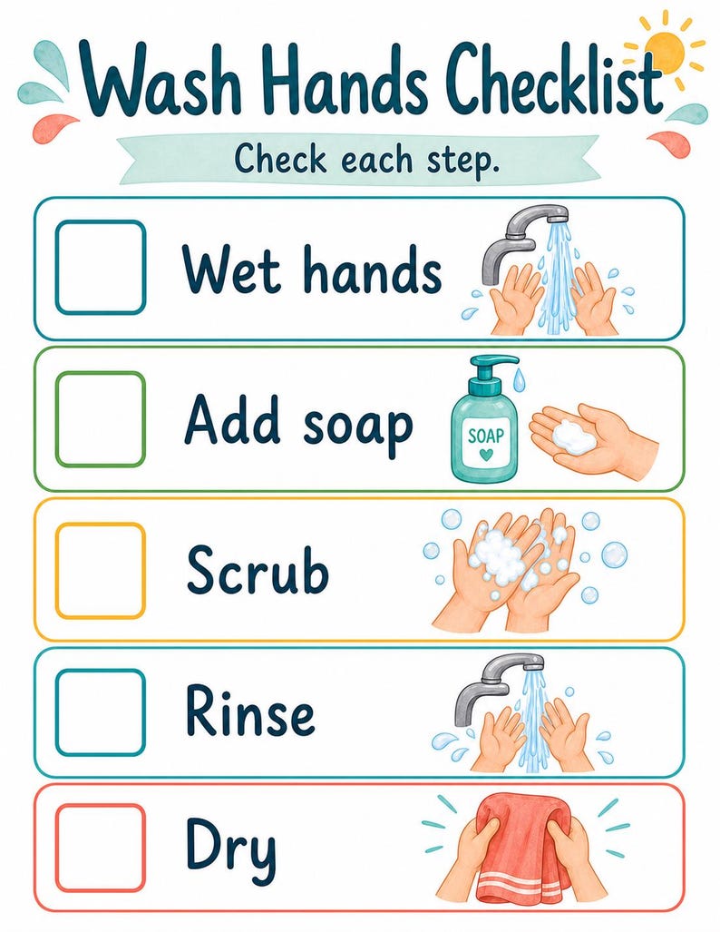 Lavado de manos para niños pequeños / Horario visual de lavado de manos / PDF imprimible / Descarga digital imagen 6