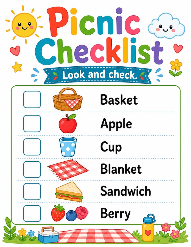 Afspeelpagina's picknick | Picknickactiviteiten voor kinderen | Afdrukbare pdf | Digitale download afbeelding 4