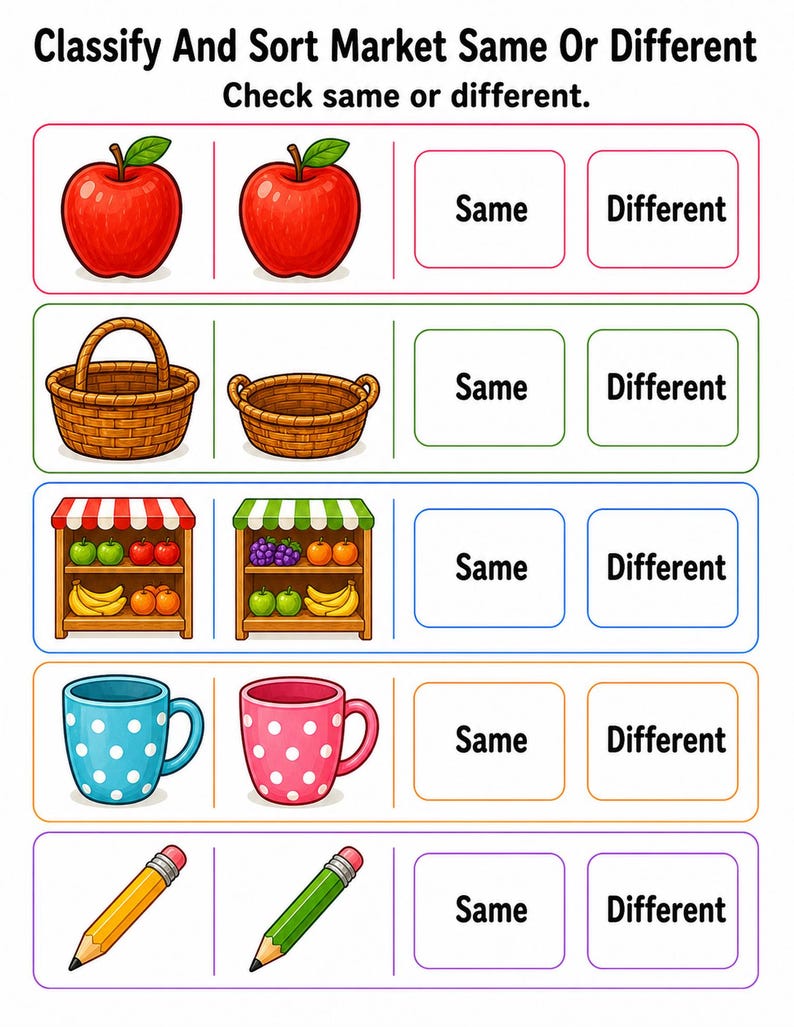 Classify And Sort Market | Classification Worksheets | Printable PDF | Digital Download image 5