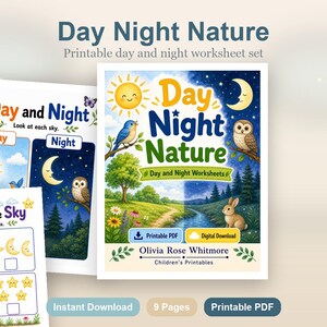 Tag Nacht Natur | Tag und Nacht Arbeitsblätter | Druckbare PDF | Digitaler Download Bild 2