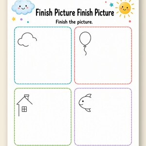 絵を完成させよう！ | 絵を完成させるワークシート | 印刷可能なPDF | デジタルダウンロード 画像 9
