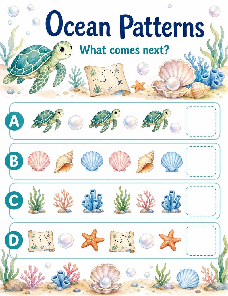 Turtle Treasure Tasks | Kids Activity Sheets | Printable PDF | Digital Download image 5