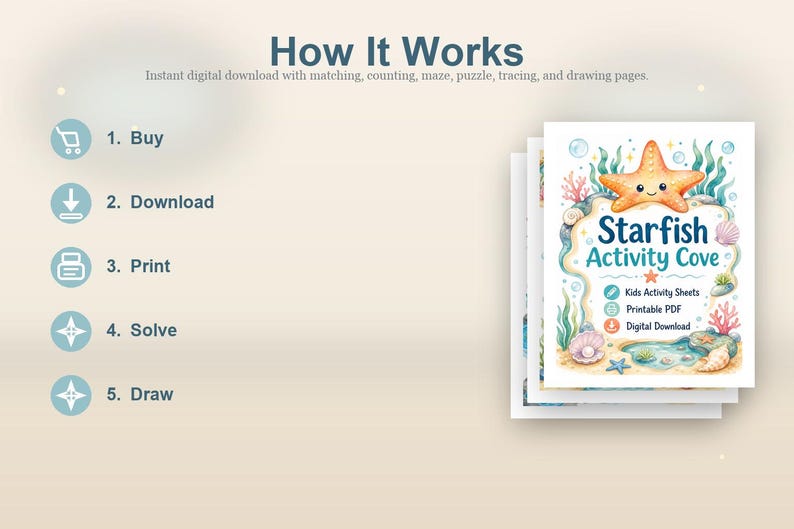 Starfish Activity Cove | Kids Activity Sheets | Printable PDF | Digital Download image 8