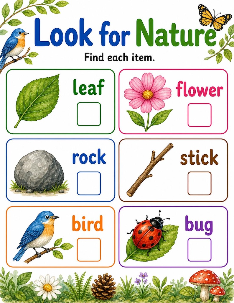 Paseo por la naturaleza / Búsqueda del tesoro en la naturaleza para niños / PDF imprimible / Descarga digital imagen 3