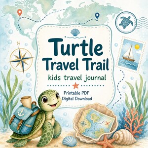 Turtle Travel Trail | kids travel journal | Printable PDF | Digital Download image 1