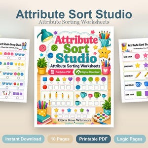 Attribute Sort Studio | Attribute Sorting Worksheets | Printable PDF | Digital Download image 2