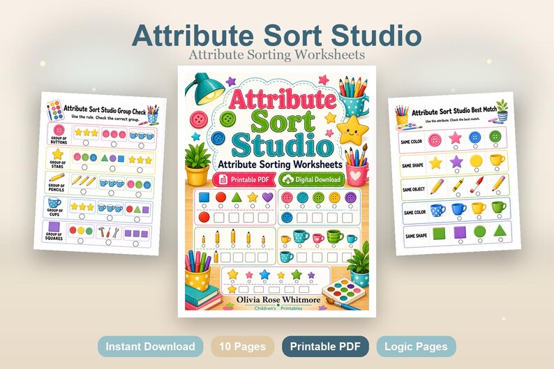 Attribute Sort Studio | Attribute Sorting Worksheets | Printable PDF | Digital Download image 2