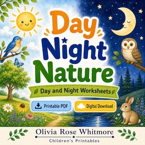 Tag Nacht Natur | Tag und Nacht Arbeitsblätter | Druckbare PDF | Digitaler Download Bild 1
