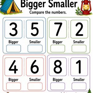 Compare Number Camp | Comparing Numbers Worksheets | Printable PDF | Digital Download image 4