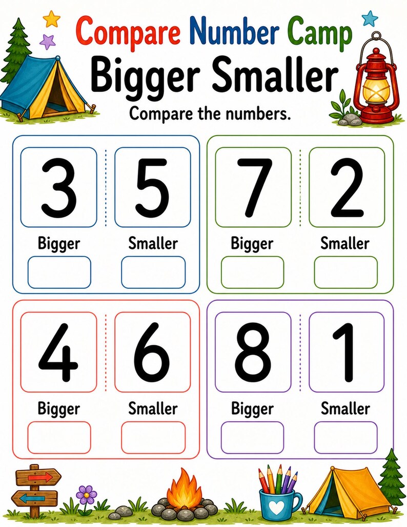 Compare Number Camp | Comparing Numbers Worksheets | Printable PDF | Digital Download image 4