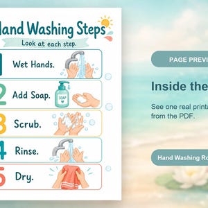 Lavado de manos para niños pequeños / Horario visual de lavado de manos / PDF imprimible / Descarga digital imagen 10