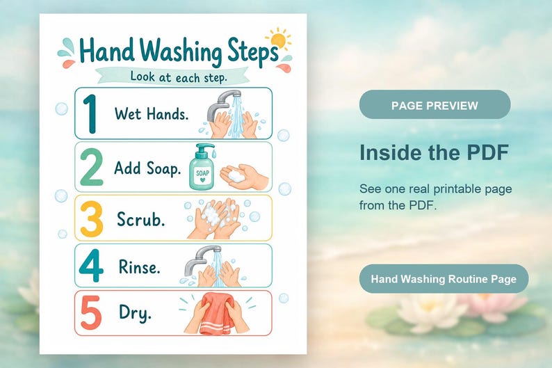 Lavado de manos para niños pequeños / Horario visual de lavado de manos / PDF imprimible / Descarga digital imagen 10