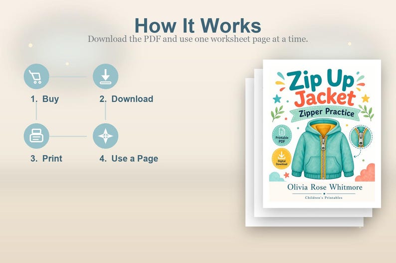 Zip Up Jacket | Zipper Practice | Printable PDF | Digital Download image 8