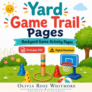 Yard Game Trail Pages | Backyard Game Activity Pages | Printable PDF | Digital Download image 1