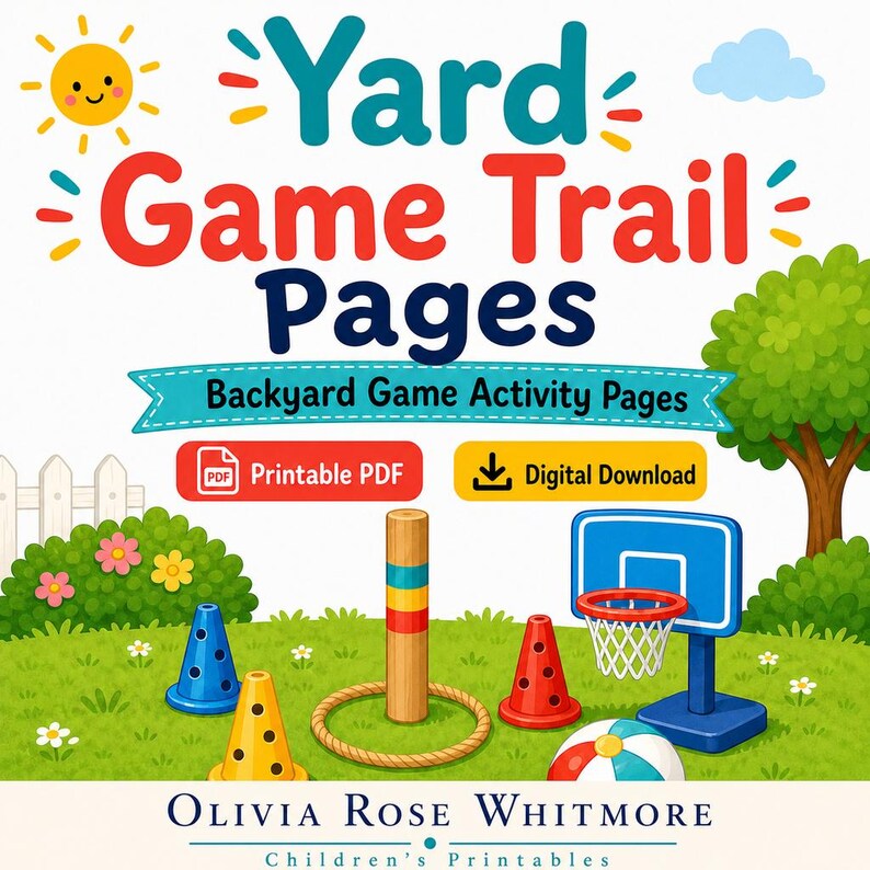 Yard Game Trail Pages | Backyard Game Activity Pages | Printable PDF | Digital Download image 1