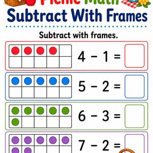 Picnic Math Mix | Addition and Subtraction Worksheets | Printable PDF | Digital Download image 5