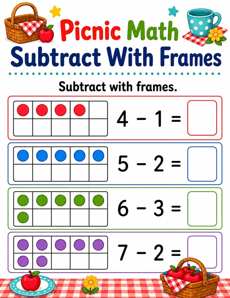 Picnic Math Mix | Addition and Subtraction Worksheets | Printable PDF | Digital Download image 5