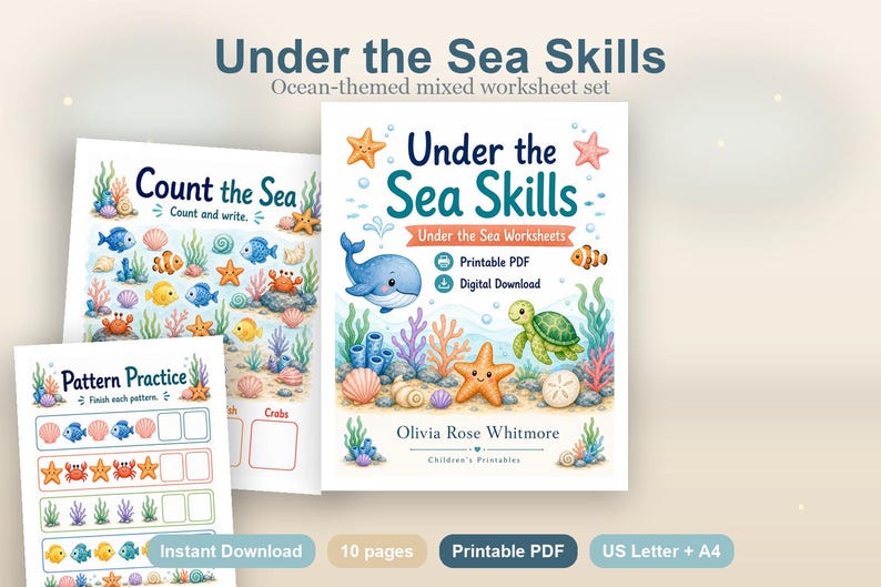 Compétences sous-marines | Sous la mer Feuilles de travail | PDF imprimable | Téléchargement numérique image 2
